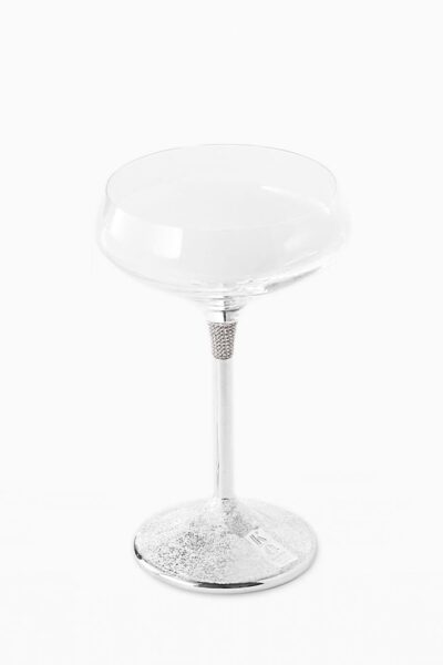 Cristal clear champagne glass with silver steem 