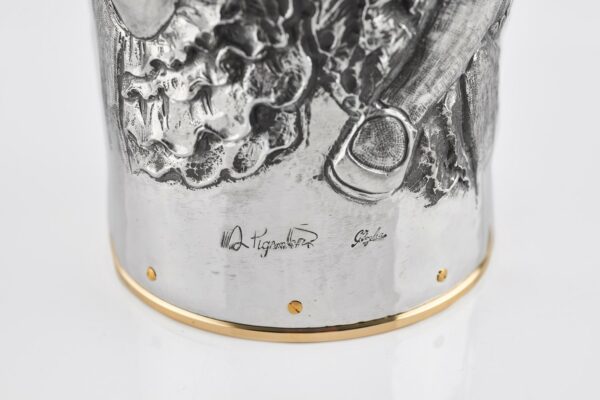 Can Can Champagne Bottle Cover detail of the master craftsman's signature