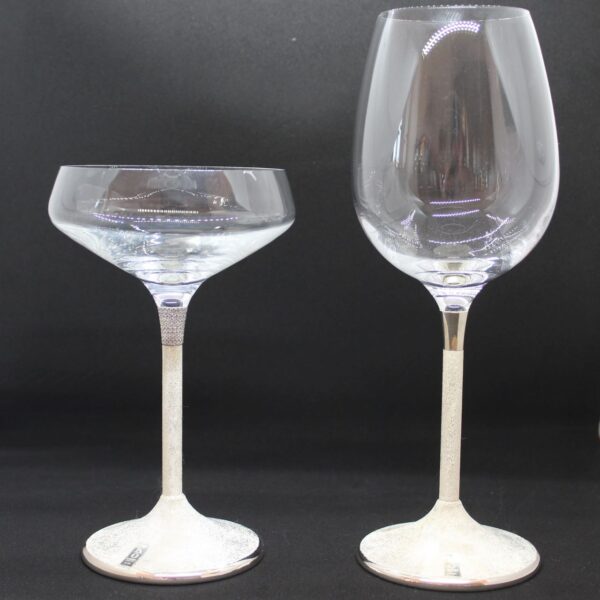 custom champagne coupe and wine glass