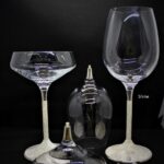 detail of the silver screwing of the wine and champagne glasses