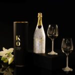 Moon Champagne bottle cover set with two wine glasses