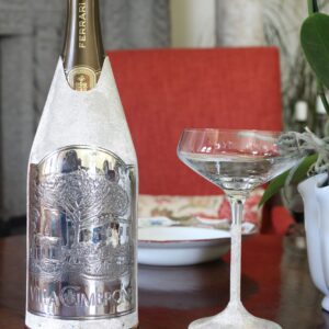 Cimbrone Villa Champagne Bottle Cover with champagne glass